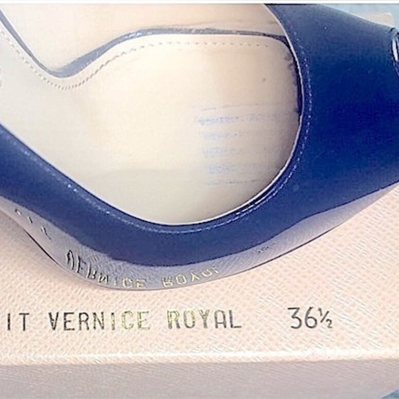 🌸 Prada Vernice Royal Blue Patent Leather Peep Toe - Picture 10 of 10